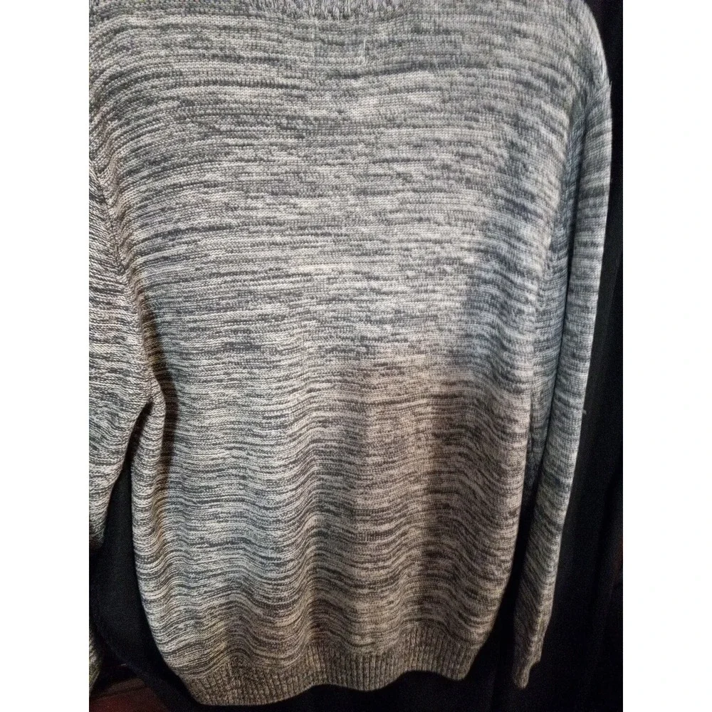 Haagar mens XL cotton knit full zip pocket sweater Black Gray Blue Lite Wear